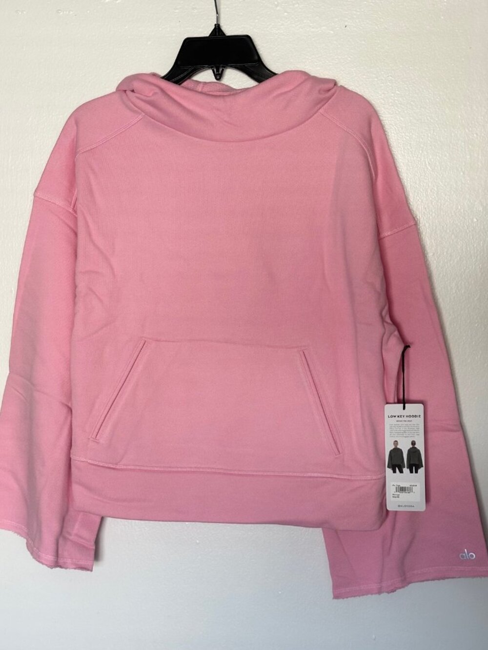 Alo Yoga Low Key Hoodie Top Bubble Gum Pink Shade Flamingo